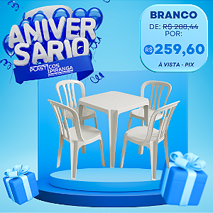 Conjunto Mesa com Quatro Cadeiras Arcos Branco