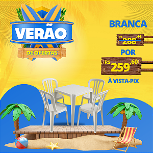 Conjunto Mesa com Quatro Cadeiras Arcos Branco