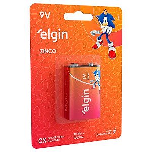 Bateria Zinco Comum 9V Elgin