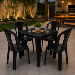 Conjunto Mesa com Quatro Cadeiras Veneza Preta