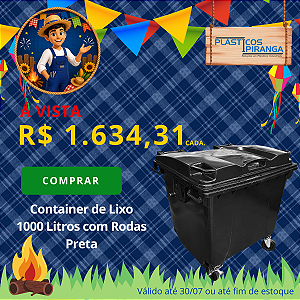 Container de Lixo 1000 Litros com Rodas e Tampa Plástico Reforçado Industrial