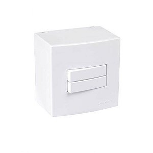 Caixa de sobrepor 75 x 50 x 75mm com 1 interruptor duplo simples 10A – Sleek branca