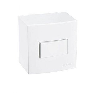 Caixa de sobrepor 75 x 50 x 75mm com 1 interruptor simples 10A – Sleek branca
