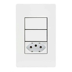 Linha Infiniti – Conjuntos 4×2” 2 interruptores simples 10A 250V~ + 1 tomada 2P+T 10A 250V~ – Branco