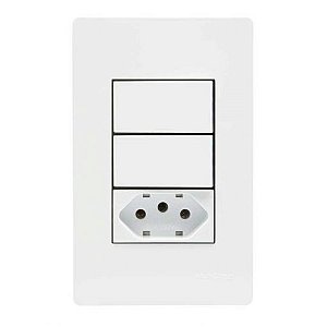 Linha Infiniti – Conjuntos 4×2” 2 interruptores simples 10A 250V~ + 1 tomada 2P+T 20A 250V~ – Branco