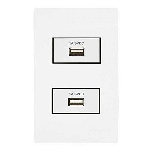 Linha Infiniti – Conjuntos 4×2” 2 tomadas carregador USB 1A bivolt separadas – Branco