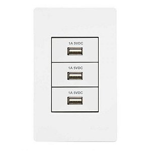 Linha Infiniti – Conjuntos 4×2” 3 tomadas carregador USB 1A bivolt – Branco
