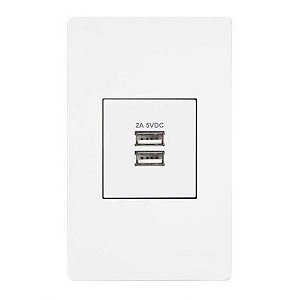 Linha Infiniti – Conjuntos 4×2” Tomada carregador USB dupla 2A bivolt – Branco