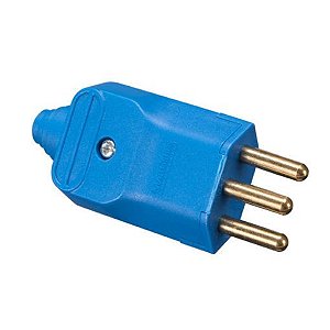 Plugue desmontável 2P+T 180º de 20A com prensa cabos – Azul