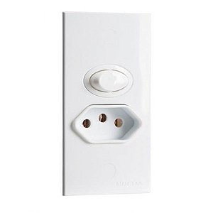 Linha Sleek – Conjunto para aparelhos/móveis com int. paralelo 10A e tomada 2P+T 20A – Branco