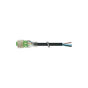 7000-12261-6230500 MURRELEKTRONIK M12 fêmea 0° LED com cabo PUR 3x0.34 preto UL/CSA 5m