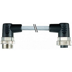 7000-50051-9650020 MURRELEKTRONIK 7/8" macho 90° / 7/8" fêmea 90° PUR 5x1.0 cinzento 0,2m