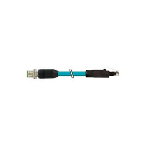 7700-51101-S4X0300 MURRELEKTRONIK M12 macho 0° X-cod. / RJ45 macho 0° Gigabit TPE 4x2xAWG26 blindado azul UL..