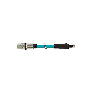 7700-51551-S4X0150 MURRELEKTRONIK M12 presa fêmea X-cod. / RJ45 macho 0° Gigabit TPE 4x2xAWG26 blindado azul..