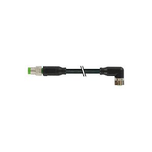 7000-88025-6300120 MURRELEKTRONIK M8 macho 0° / M8 fêmea 90° PUR 3x0.25 preto UL/CSA + cadeia porta-cabos