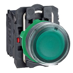 BOTÃO LUMINOSO Ø22MM PLÁSTICO RETORNO POR MOLA, VERDE, NA+NF, LÂMPADA =250V XB5AW3365