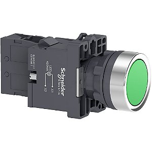 BOTÃO LUMINOSO Ø22MM PLÁSTICO, RETORNO POR MOLA, VERDE, NA, 220VCA XA2EW33M1