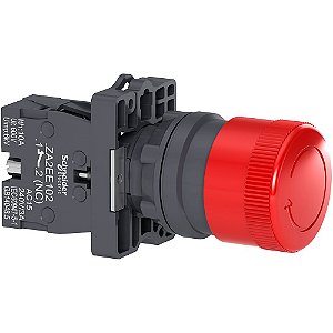 BOTÃO Ø22MM PLÁSTICO, EMERGÊNCIA, COGUMELO Ø30MM, VERMELHO, NF XA2ES442