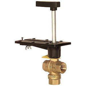 Válvula de esfera de controle com rosca de latão de 1 ″ e 3 vias para atuador DCA (0,4 Cv)