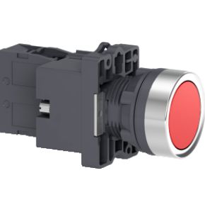 XA2EW34M2 - Botão luminoso Ø22mm plástico, retorno por mola, vermelho, NF, 220VCA