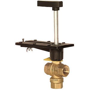 Válvula de esfera de controle rosqueada de latão de 1/2 ″ 3 vias para atuador DCA (0,59 Cv)