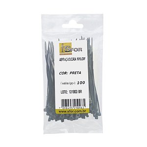 ABRAÇADEIRA NYLON 100MMX2,5 PRETA SFOR C100