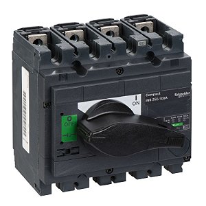 31105 - Chave seccionadora, Compact INS250-160, 200 A, versão padrão com manopla rotativa preta, 4 pólos