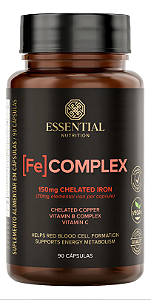 Fe Complex Essential Vegano (90 Caps) Vit C + Vit B + Cobre Sabor Sem Sabor