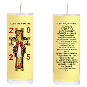 Vela Círio Pascal Da Família Cristo  Amarela
