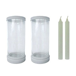 2 Porta Vela Vidro E Mármore  Para Vela 7 Dias e Palito