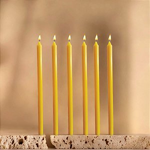 Vela par Castiçal Amarela 8 Unidades 26CM