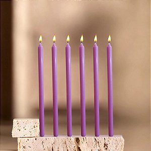 Vela par Castiçal Lilás  8 Unidades 26CM