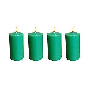 Vela Decorativa verde 4 uni 6cm Decoração