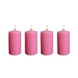 Vela Decorativa Rosa 4 uni 6cm Decoração