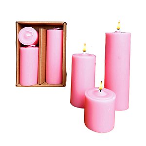 Trio de Velas Cilíndricas Verde  5cm, 10cm E 15cm Decoração Festas
