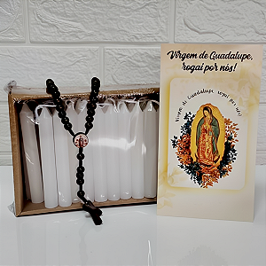 Kit Quaresma 40 velas + Folheto + Terço Nossa Senhora de Guadalupe