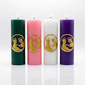 Kit 4 Vela do Advento   Altar  7cm X 20 Cm com Aplique