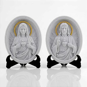 Imagem Sagrado Coração De Jesus + Imaculado Coração De Maria Marmore