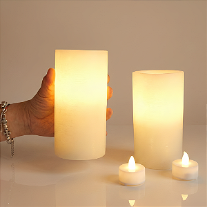 2 Velas De Led + 2 Luminárias 8x15cm De Parafina Decoração
