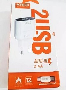 Kit Carregador de Tomada Kaidi KD-607S 100cm 2.4A Tipo C