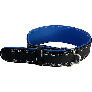 Cinturão em Couro Legitimo Preto com Azul
