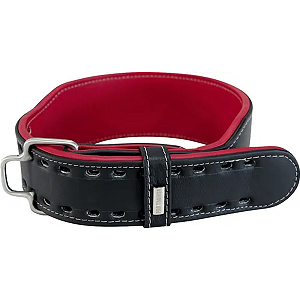 Cinturão Couro Legitimo Preto com Vermelho