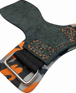 Hand Grip Couro Camuflado Laranja