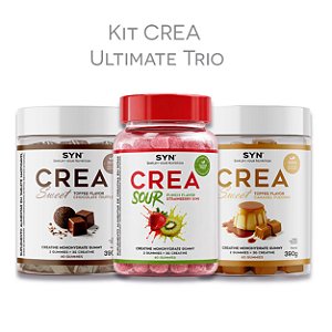 Super Kit CREA Trio: Morango com Kiwi + Chocolate + Caramel (03 potes - 180 gomas no total)