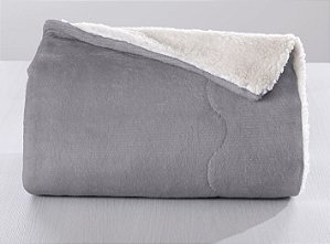 Cobertor Sherpa Casal 220 x 235cm Cinza Cromo Hedrons