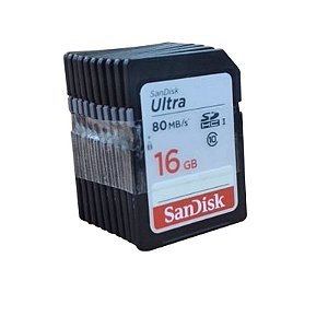 Kit com 10 Cartões de Memória Sandisk Ultra 16gb Sdhc I - Preto