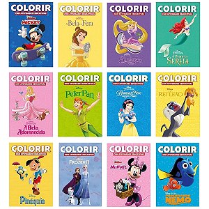 Coleção de 12 Livros para Colorir com Personagens da Disney