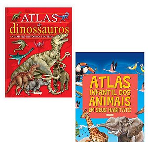 Coleção Atlas Infantil de Animais e de Dinossauros | 2 Livros | Capa Dura