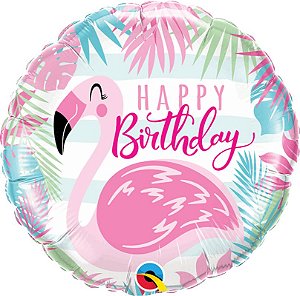 Balão Metalizado  Flamingo Rosa de Aniversário