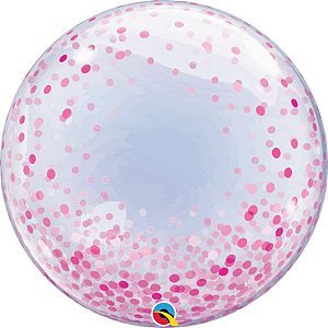 Balão Bubble Pontos de Confete Rosa